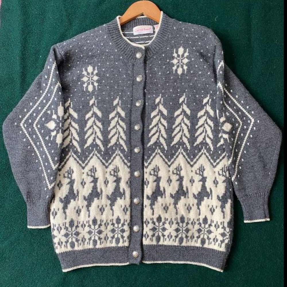 Vintage Carroll Reed Wool Angora Sweater Cardigan